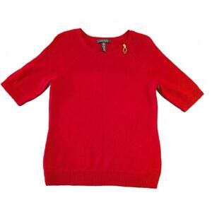 Lauren Ralph Lauren Women's Size Large 3/4 Sleeve Red Sweater with Zip Detail